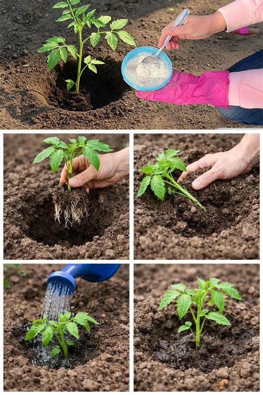 Just a spoonful of this powder when planting tomatoes for better initial plant development