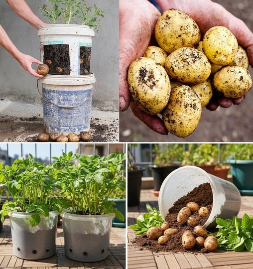 How to grow potatoes in used plastic buckets